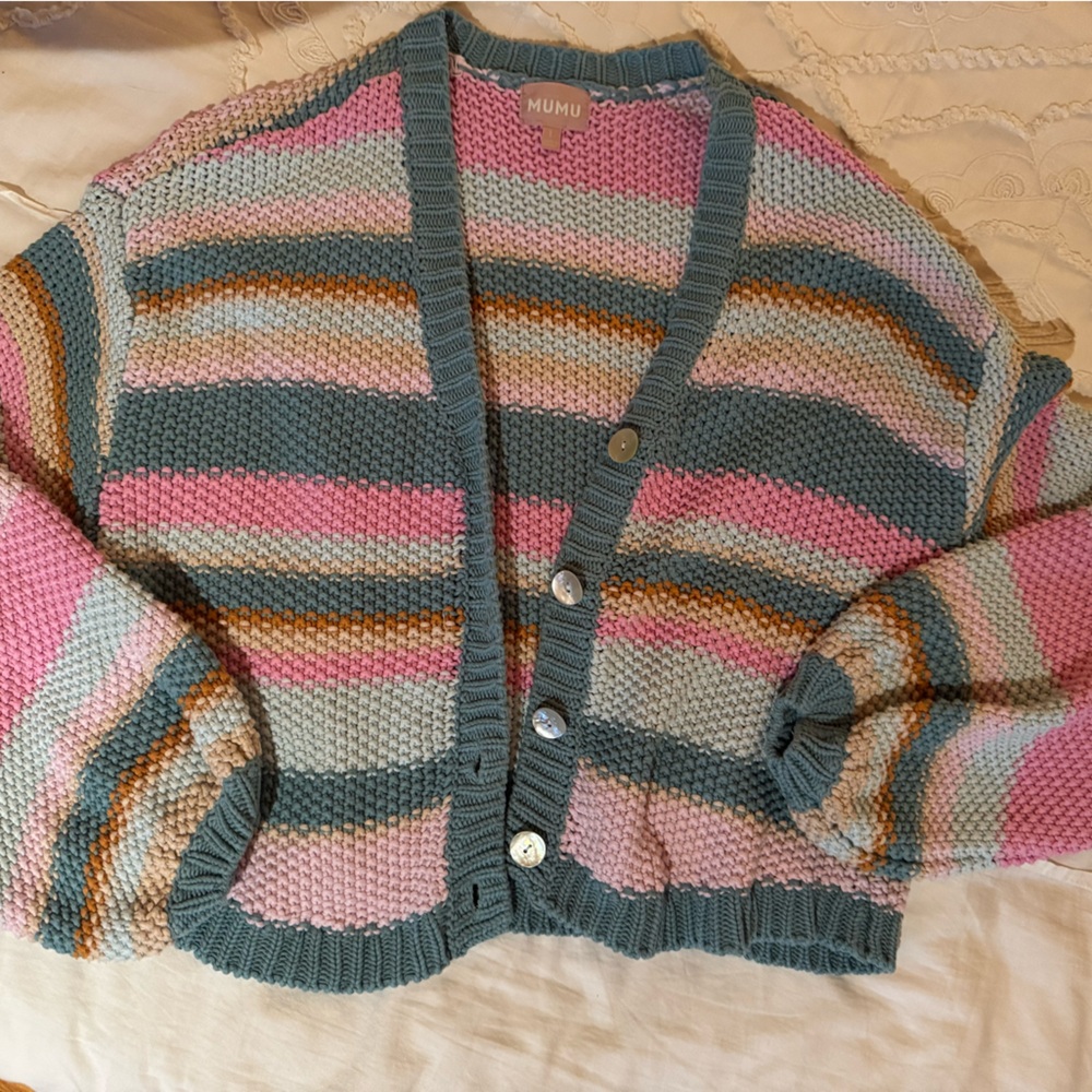 Show Me Your Mumu striped sweater/cardigan size L